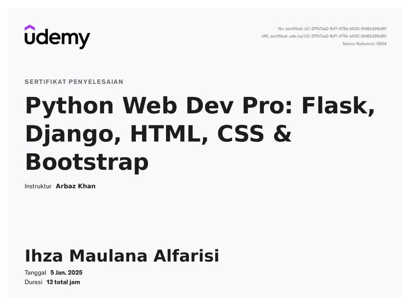 Certificate Python Web Dev Pro